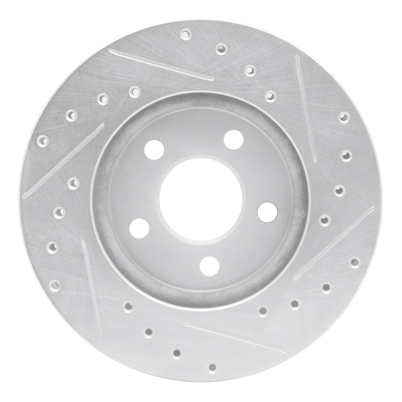 Chrysler Sebring Brake Rotor (1) - Front Left - R1 Concepts - Drilled & Slotted - Silver - `95-`00